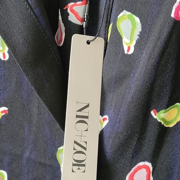 NIC+ZOE Party Pears Printed Button Up Shirt Plus Size Black Multi 3/4 Sleeve - Picture 9 of 13